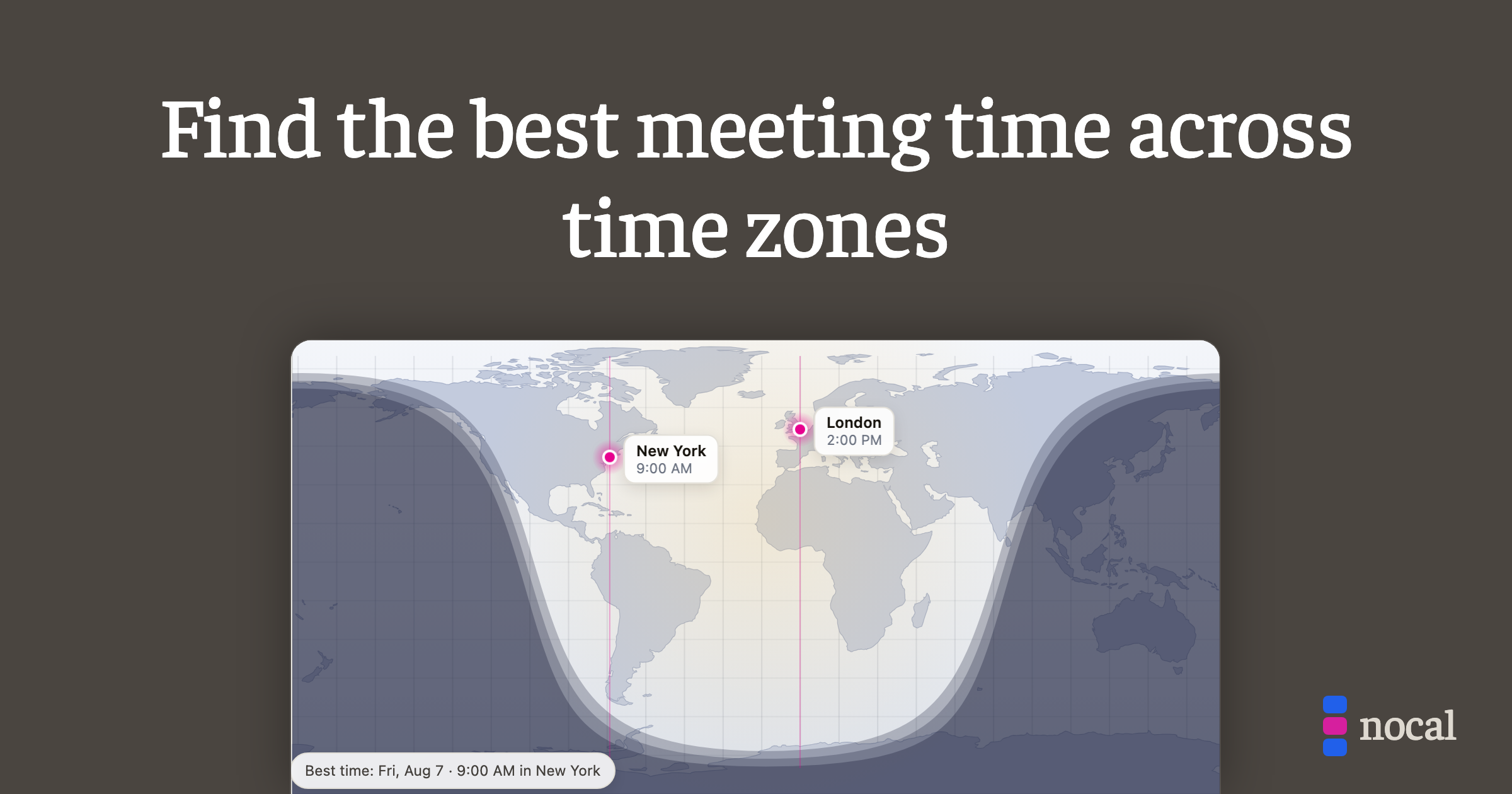 Simple tool that shows the best times to meet when people are in different time zones around the wor logo