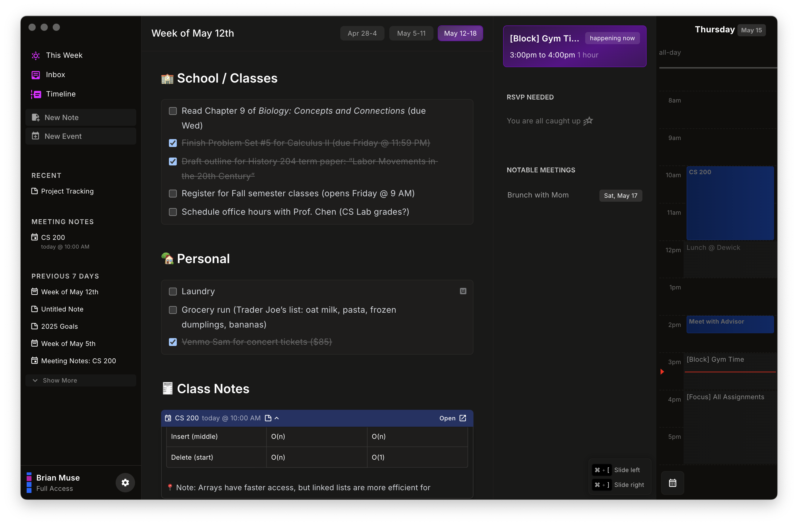 nocal education app interface dark mode