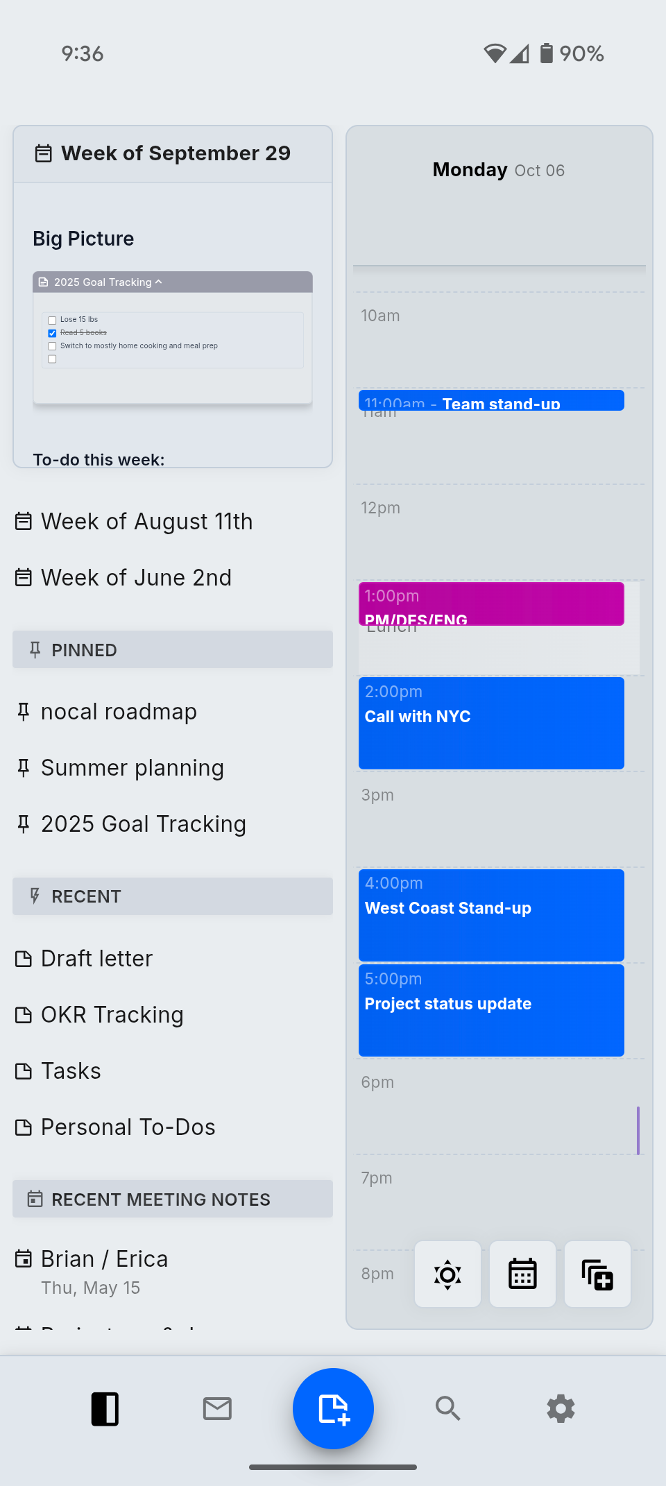 nocal mobile app in light mode