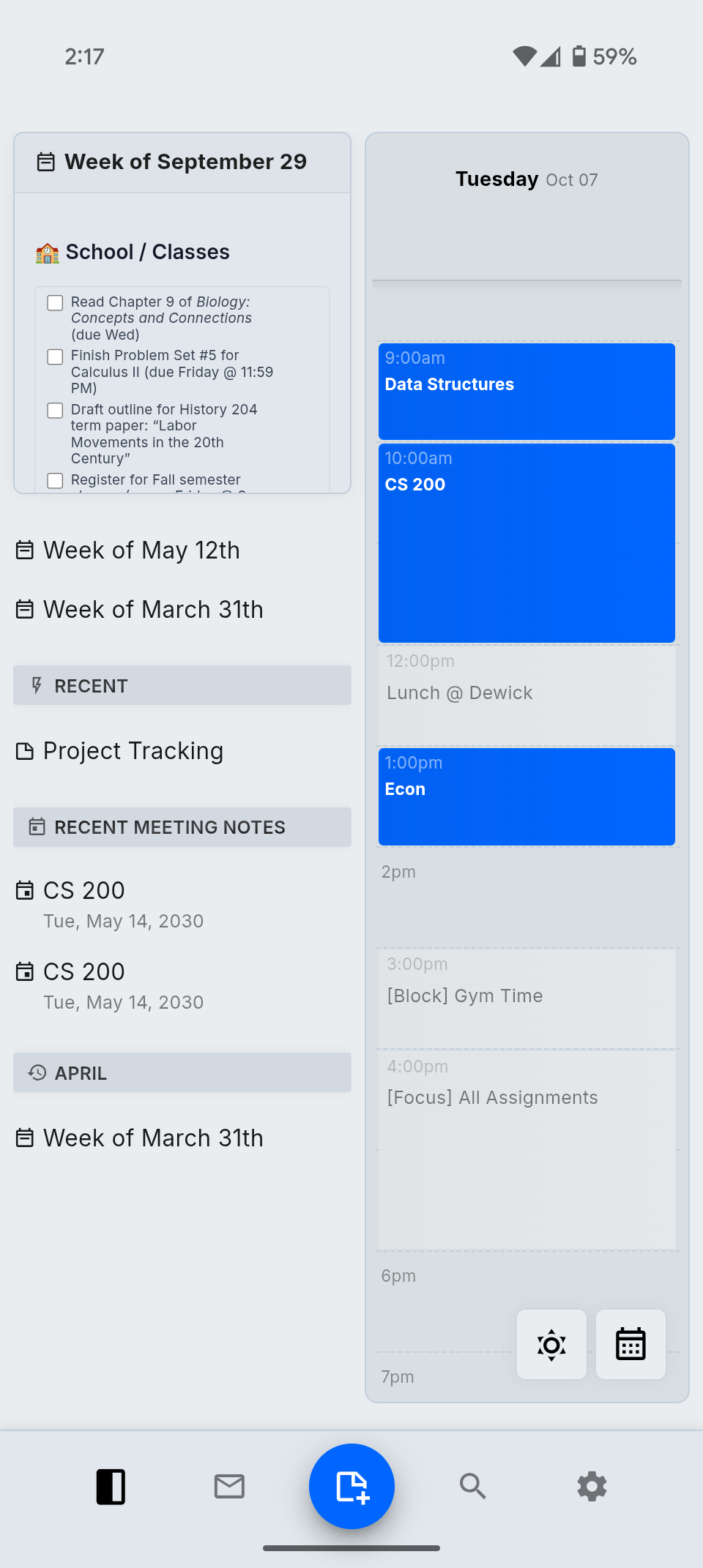 nocal mobile app in light mode