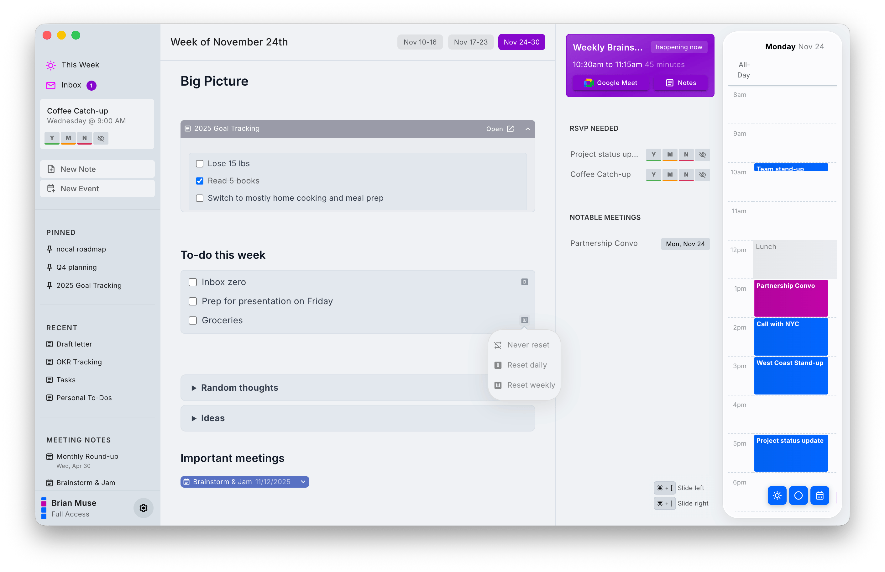 nocal app interface in light mode