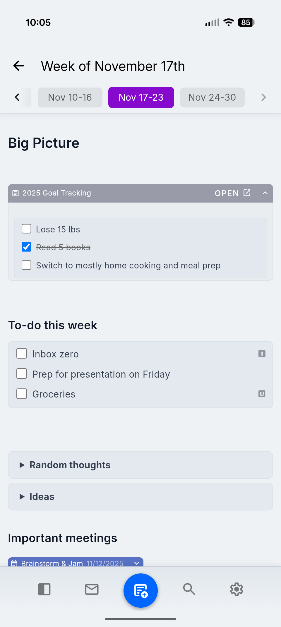 nocal mobile notes in light mode