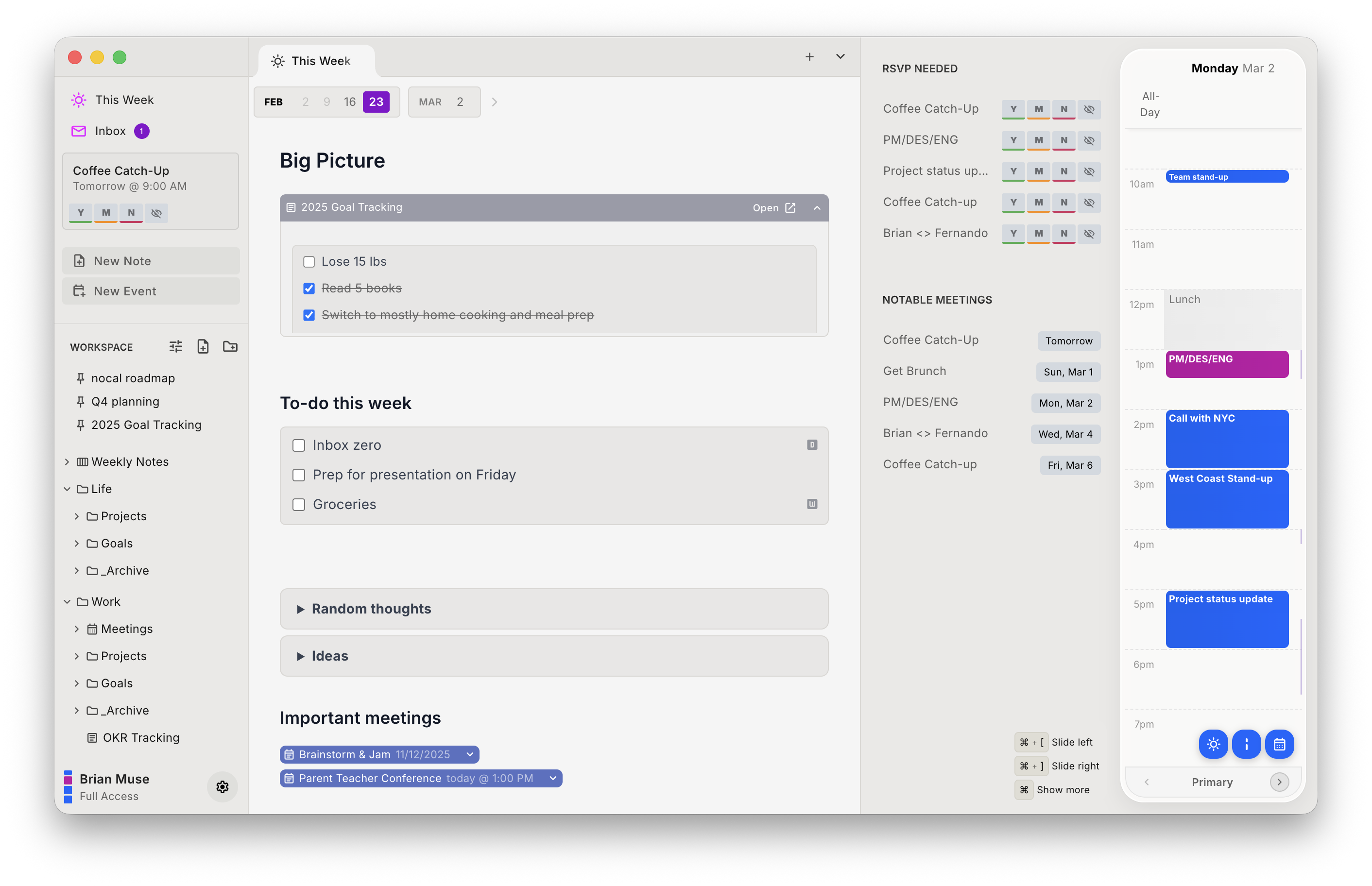 nocal app interface in light mode