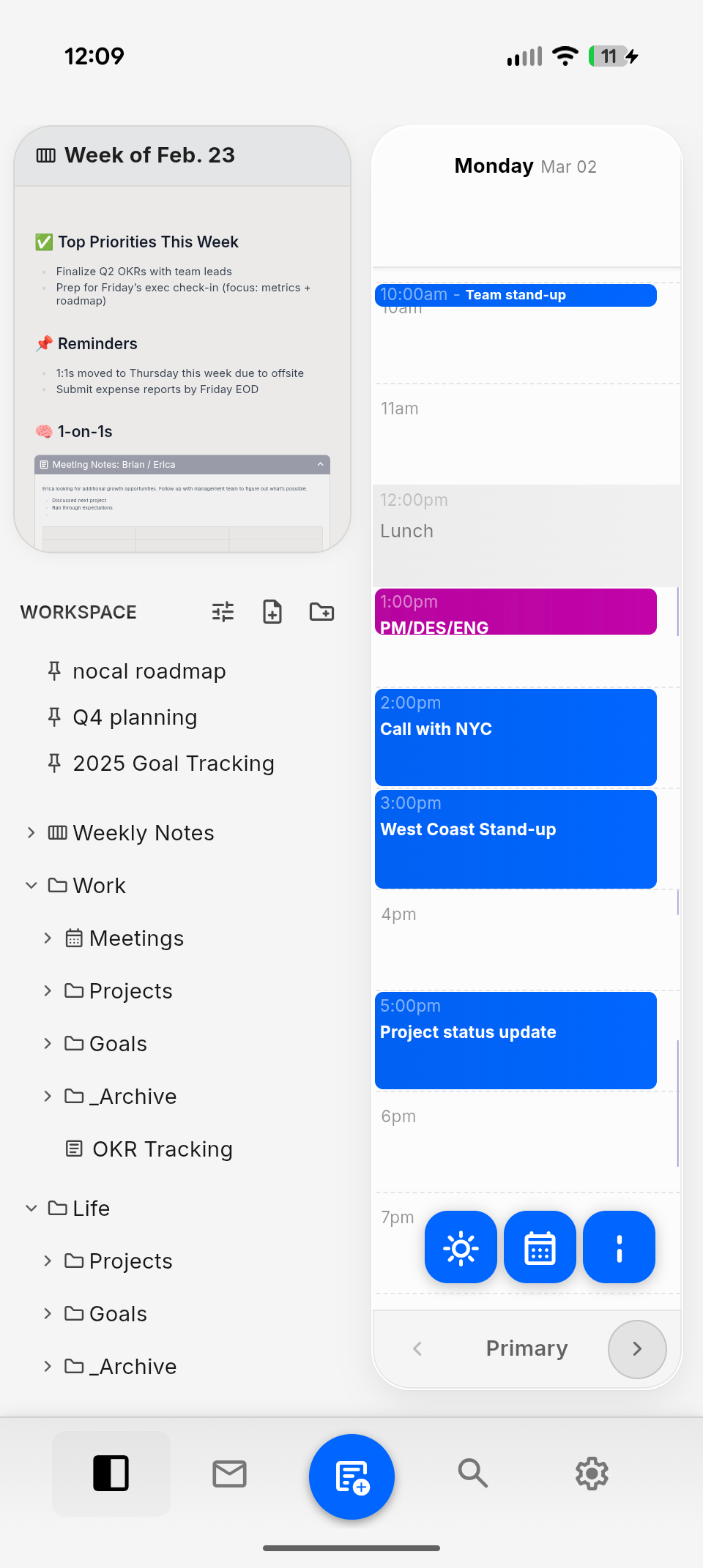 nocal mobile app in light mode